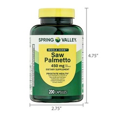 Saw Palmetto 450 Mg Whole Herb Prostate Supplement Urinary Health, 200 Capsules