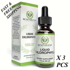 2 BOTTLES-Benevolent Nouris Chlorophyll Liquid Drops Detox, Internal Deodorizer