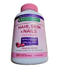 Nature’s Bounty HAIR SKIN and NAILS 250 Softgels Multivitamin 5000 mcg Biotin