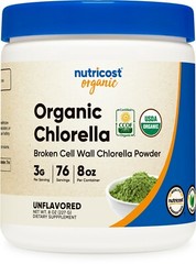Nutricost Pure Organic Chlorella Powder 8 oz – 76 Servings Nutrients & Fiber!
