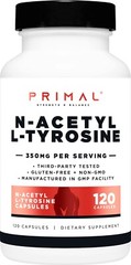 Primal N-Acetyl L-Tyrosine (NALT) 350mg, 120 Capsules – Gluten Free, Non-GMO