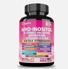 NEW Zoyava Myo-Inositol D-Chiro Inositol Berberine D3+K2 -90Caps – Free Shipping