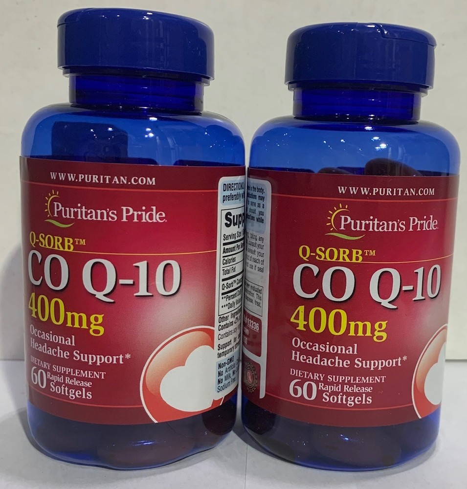 2 Pack Puritan’s Pride CoQ10 400mg Q-Sorb (120 Softgels Total) Heart Health