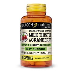 Mason Natural Milk Thistle Cranberry Liver & Kidney Cleanser Detox, 60 Capsules