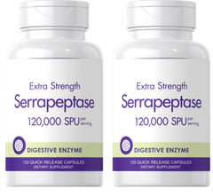 High Potency Serrapeptase 120,000 SPU/ 54 grams 2X120 Quick Release Caps