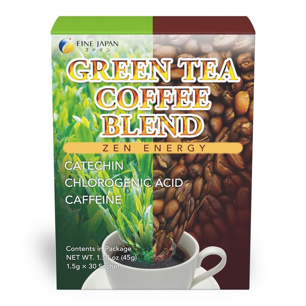 FINE JAPAN Green Tea and Coffee Blend Powder/Catechins and Chlorogenic Acid/M…