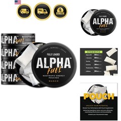 Fully Loaded Alpha Fuel Nootropic Pouches Mango Fuel – 5 cans, 15 Pouches per…