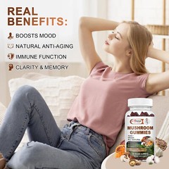 Mushroom Extract Complex Gummies Lions Mane Chaga Reishi Focus Memory Immunity