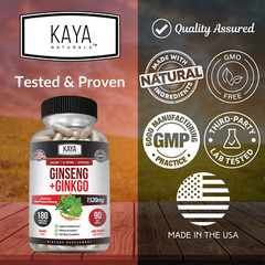 Ginkgo Biloba + Ginseng Extract 180ct Red Panax Focus Brain Memory Metabolism