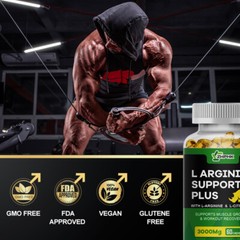 L-Arginine 120 Nitric Oxide,Testosterone Booster,Energy Support Capsules 3000 mg