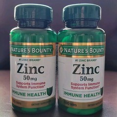 Lot of 2,Nature’s Bounty Zinc 50 mg 100 Caplets each. Immune Health Exp 05/2027