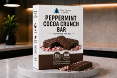 PEPPERMINT COCOA CRUNCH BARS – 1 BOX/7 SERVINGS – SIMILAR TO OPTIFAST BARS