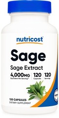 Nutricost Sage Extract (4,000mg Equivalent) 120 Capsules – Vegan, GMO-Free