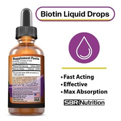 MAX ABSORPTION Biotin Liquid Drops, 5000mcg of Biotin Per Serving, 60 servings