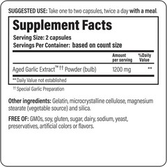 Suplemento cardiovascular de reserva de extracto de ajo envejecido, 120 cápsulas