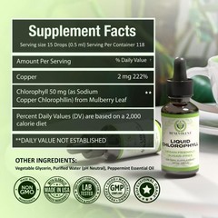 Liquid Chlorophyll Drops – Natural Detox Deodorant Gut & Liver Supplement Health
