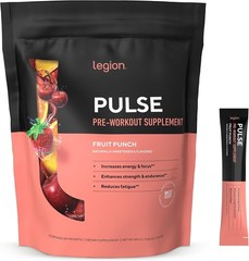 LEGION Pulse Pre Workout Packets FRUIT PUNCH, NO Booster, Beta Alanine, Caffeine