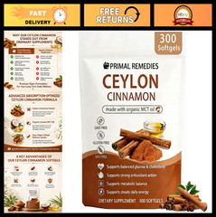 Ceylon Cinnamon with MCT Oil – 300 Softgels, Premium Non-GMO, Gluten-Free Formul