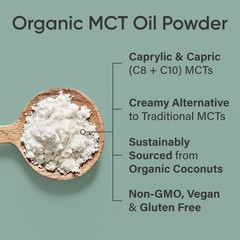 Unflavored Organic MCT Oil Powder Keto & Vegan MCTs C8 C10 Non-GMO & Gluten Free