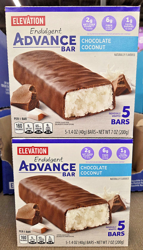 Elevation Endulgent Advance Bar Chocolate Coconut 7oz 200g (2 Boxes)