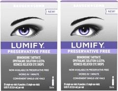 LUMIFY Redness Reliever Preservative Free Eye Drops, 20 Single Use Vials (Pack