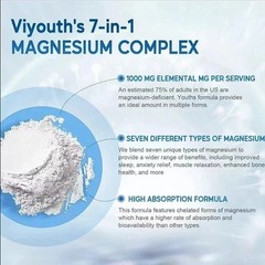 3PCS Viyouth Magnesium 7 Complex Capsules 60 Count Sleep Support Bone Health**
