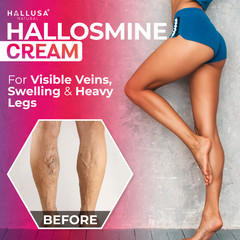 Hallosmine PLUS Diosmin 500mg + FREE Cream Veins 4 oz, 03 Bottles – 180 Caps