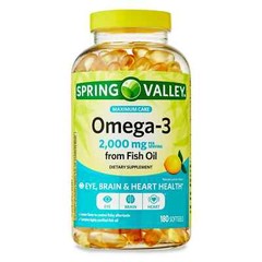 Spring Valley Omega-3 Fish Oil Brain & Heart Health , 2000 mg, 180 Softgels