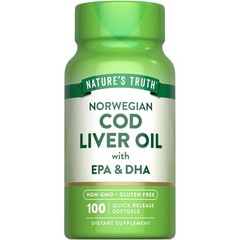 Nature’s Truth Cod Liver Oil Softgels 100 Count Nutritional Supplement 415mg