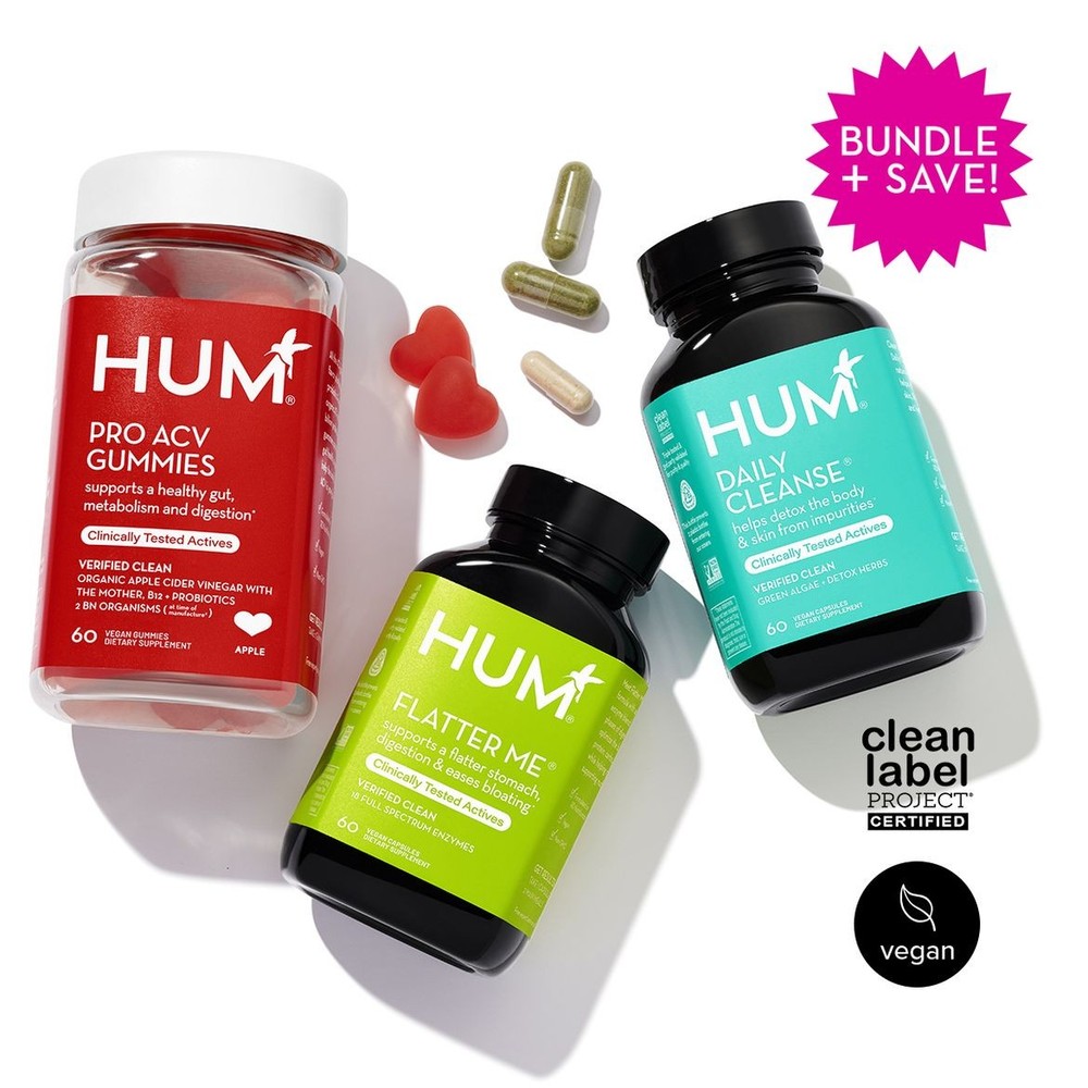 HUM Complete Gut Health Bundle 3 Step Digestive Wellness Supplement Total| 180g