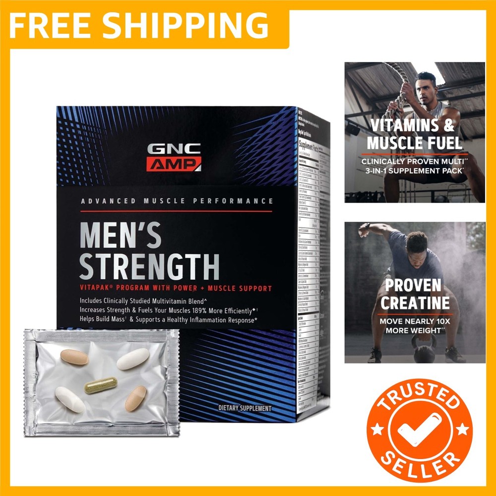 AMP Men’s Strength Vitapak Program, 3 Products in 1 Pack, Absorbable Creatine…
