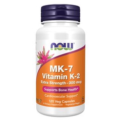 NOW MK-7 Vitamin K-2 Extra Strength 300 mcg 120 Veg Caps, Bone & Cardiovascular