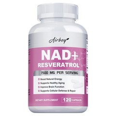 NAD+ Resveratrol 1500mg – for Anti-Aging Energy Focus Cellular Metabolis