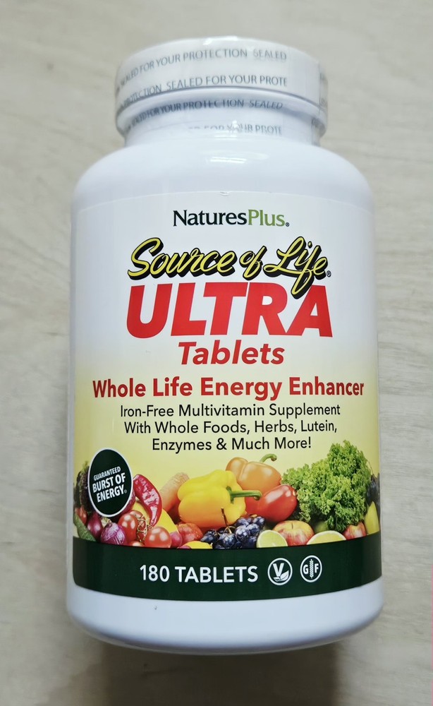NaturesPlus Source of Life ULTRA Iron-Free Multivitamin 180 Tablets Exp 4/27