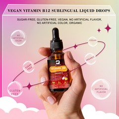 High-Strength 10000mcg Vitamin B12 Liquid Drops 60ml Methylcobalamin Supplement