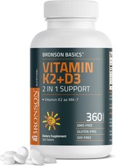 Bronson Vitamin K2 D3 (MK7) Supplement Non-GMO Formula 360 Count (Pack of 1)