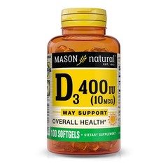 Mason Natural Vitamin D3 10 mcg 400 IU Softgels 100 Count Wellness Support