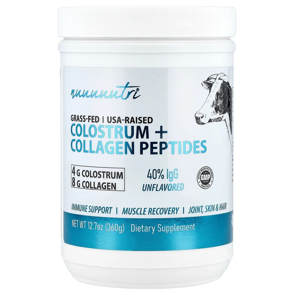 2 X Nutri, Colostrum + Collagen Peptides, Unflavored, 12.7 oz (360 g)