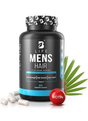 B Life Mens Hair Growth Supplement – Biotin Collagen Hair Vitamins 60 Capsules