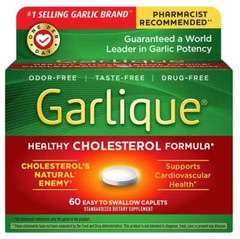 Garlique Caplets Cholesterol Support,Healthy Heart,Odor Free No Sugar,60 Tablets