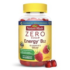 Nature Made Zero Sugar Vitamin B12 Gummies Raspberry 1000mcg 110 Count Brand New