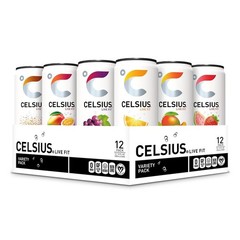 12-Pack Assorted Flavors – Energy Drinks with 200mg Caffeine & Vitamins