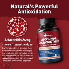 Liposomal Astaxanthin 24mg Supplements with Lycopene Antioxidant 10mg Skin Eye