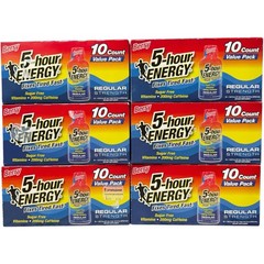 5-hour ENERGY Berry Regular Strength Energy Shot 10 Count (6 Pack Lot) Free Ship