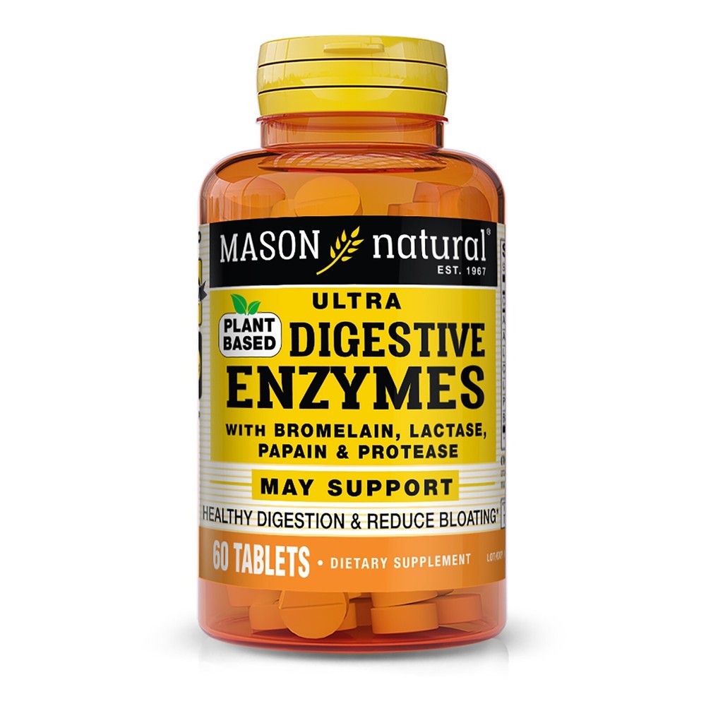 Mason Natural Plant Based Ultra Digestive Enzymes – May Reduce Bloating, 60 Caps
