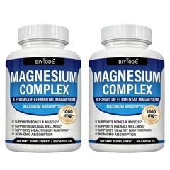 2Pack Magnesium complex supplement: 1000mg of 8-element magnesium, 180 capsules