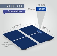 Medgears Digital Body Weight Scale Electronic Bathroom Weighing Scale 180kg LCD