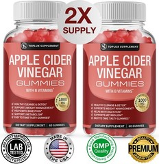 PREMIUM Apple Cider Vinegar (2 PACK) 1000 MG Gummies with Mother 100% Vegan