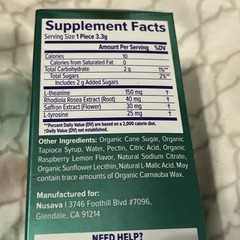 Nusava Saffron L-Theanine Rhodiola Gummies Raspberry Lemon 30 Vegan Gummies