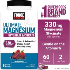Force Factor Ultimate Magnesium 330mg Glycinate Citrate Relaxation Chews 60ct